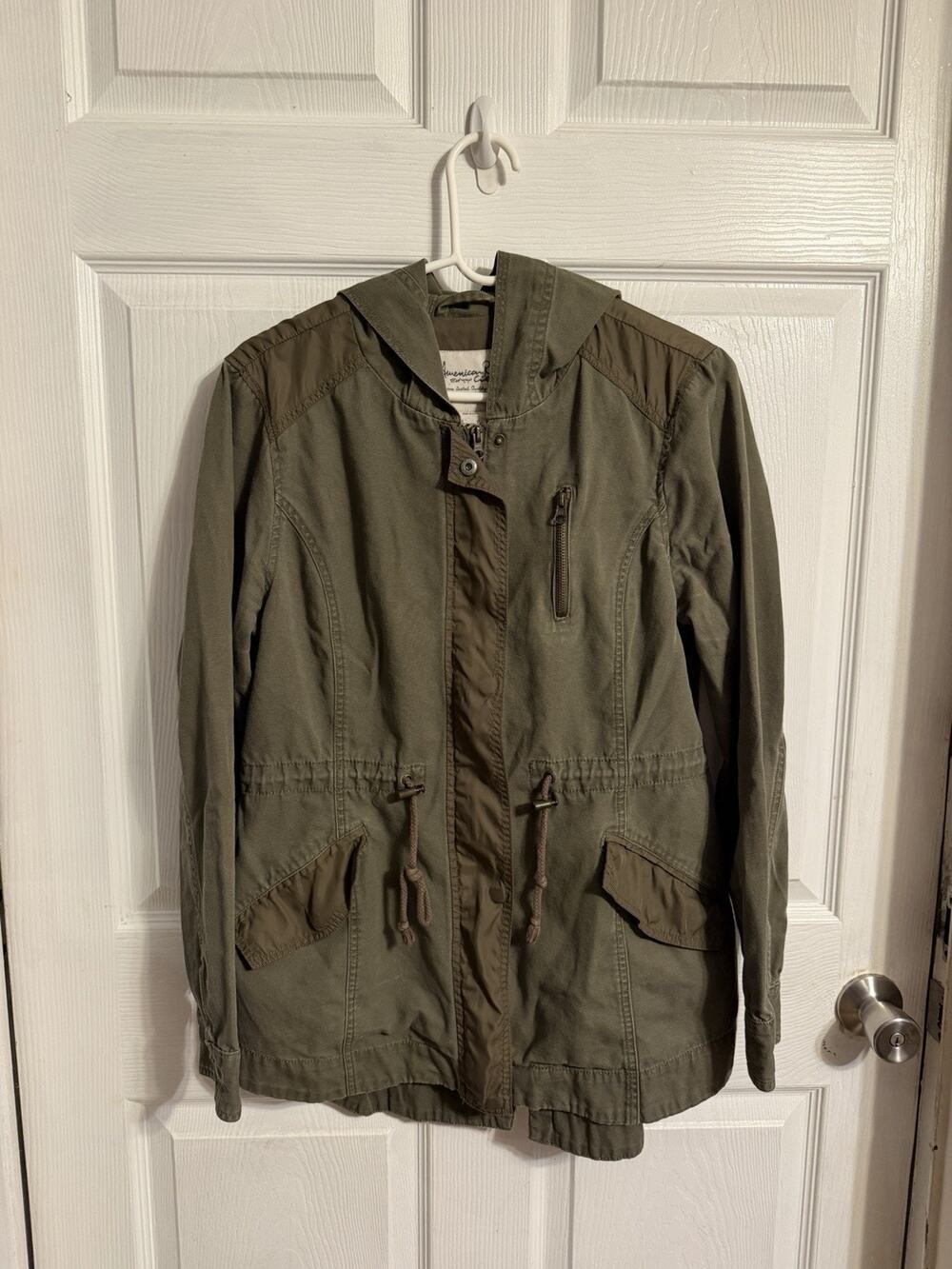 Y2K Army Green Military Jacket Women Bella Swan Waist Cinch And Pockets Large